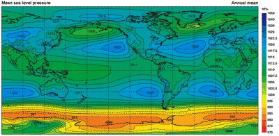 Sea level pressure - Average over 1979-2001